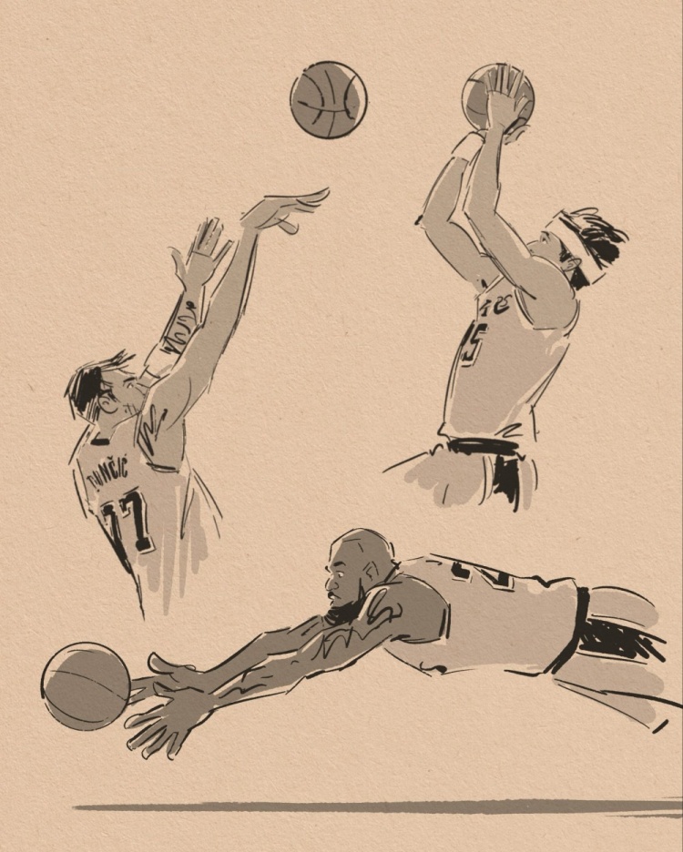 半岛体育在线-壁纸请收藏！美漫画家晒作品 老詹鱼跃&amp;小里1+2&amp;东契奇绝平全都有